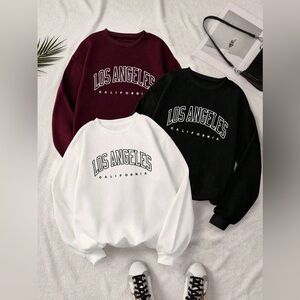 SHEIN White Los Angeles Sweatshirt